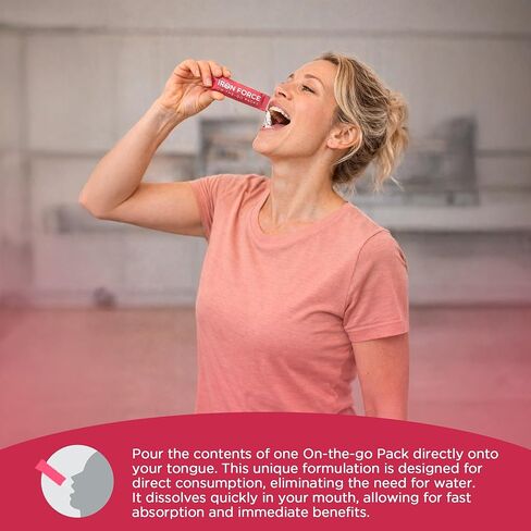 عبوات دكتور تي للقوة الحديدية أثناء التنقل - مسحوق مباشر إلى الفم - يعزز إنتاج خلايا الدم الحمراء، ويعزز مستويات الطاقة، ويعزز نقل الأكسجين الأمثل - 30 عبوة مريحة تقدم مرة واحدة in Kuwait