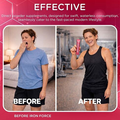 عبوات دكتور تي للقوة الحديدية أثناء التنقل - مسحوق مباشر إلى الفم - يعزز إنتاج خلايا الدم الحمراء، ويعزز مستويات الطاقة، ويعزز نقل الأكسجين الأمثل - 30 عبوة مريحة تقدم مرة واحدة in Kuwait
