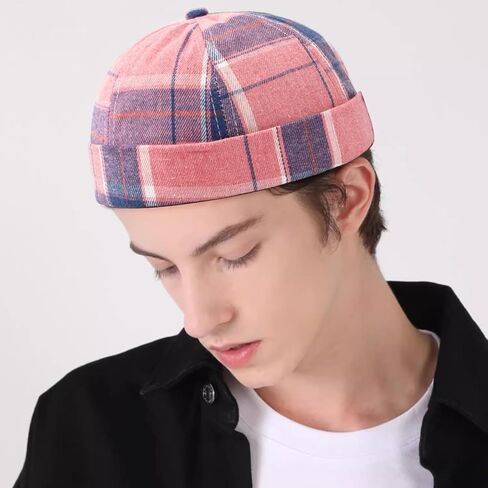Mens Docker Cap Brimless Skullcap Sailor Cap Rolled Cuff Retro Beanie Hat in Saudi Arabia