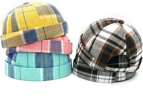 Mens Docker Cap Brimless Skullcap Sailor Cap Rolled Cuff Retro Beanie Hat in Saudi Arabia