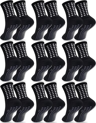 Duufin 9 Pairs Kids Youth Grip Soccer Socks Cushioned Non Slip Grippy Athletic Grip Socks for Kids Teens Youth Boys Girls in Saudi Arabia