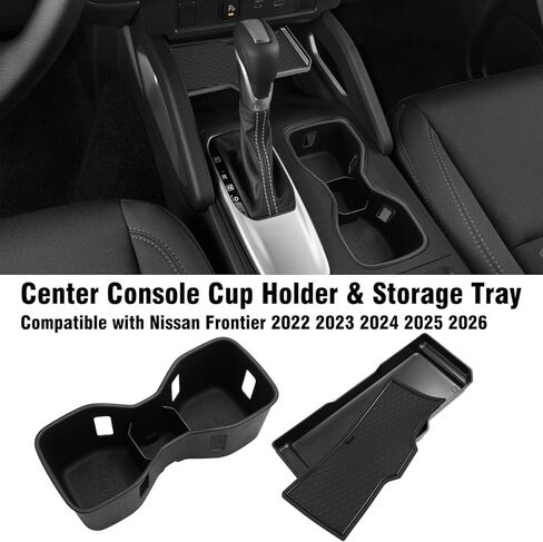 Compatible with Frontier Center Console Organizer & Cup Holder 2022 2023 2024 2025 2026, TPE Cup Holder and Interior Storage Divider Tray for Under Climate Controls with Non-Slip Mat in Kuwait