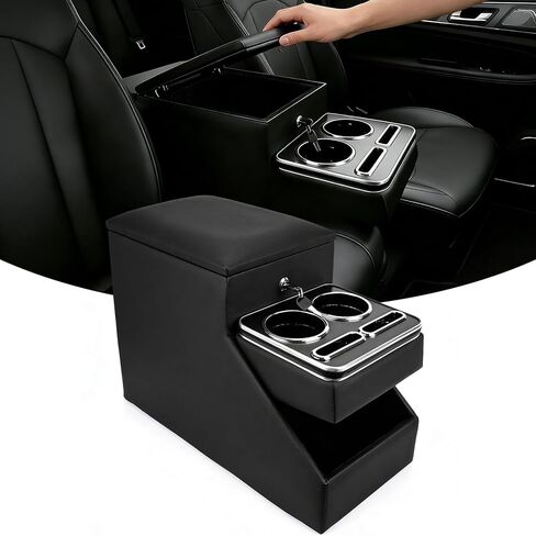 Center Console Organizer Between Seat for Truck Minivans, SUVs, Middle Van Console Floor Console Storage Box with Locking Car Armrest Storage Box in Kuwait
