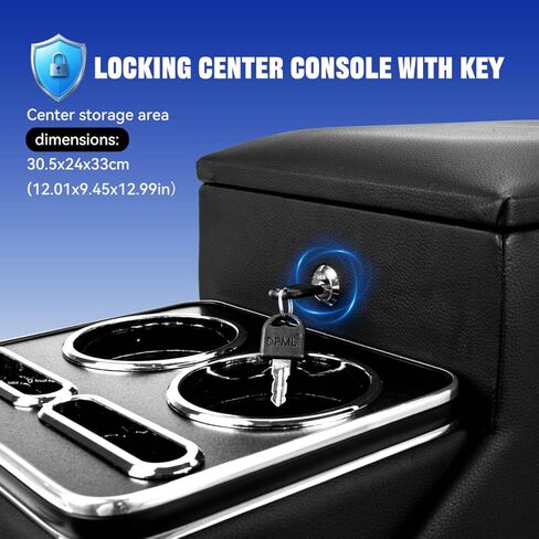 Center Console Organizer Between Seat for Truck Minivans, SUVs, Middle Van Console Floor Console Storage Box with Locking Car Armrest Storage Box in Kuwait