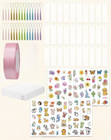 مجموعة 70 قطعة من علامات مرجعية من الأكريليك، علامات مرجعية من الأكريليك الشفاف مع شرابات وردية لعلامات تعليق الهدايا اليدوية DIY (النمط أ) in Kuwait