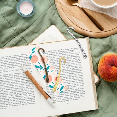 30 قطعة من إشارة مرجعية معدنية بـ 3 ألوان، مشبك إشارة مرجعية منحوت عتيق، خطاف دبوس شعر للإشارات المرجعية مع حلقة لمحبي الكتب واللوازم المكتبية للمعلمين وصناعة المجوهرات in Kuwait