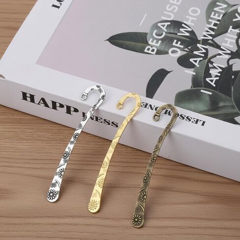 30 قطعة من إشارة مرجعية معدنية بـ 3 ألوان، مشبك إشارة مرجعية منحوت عتيق، خطاف دبوس شعر للإشارات المرجعية مع حلقة لمحبي الكتب واللوازم المكتبية للمعلمين وصناعة المجوهرات in Kuwait