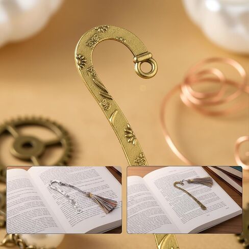 30 قطعة من إشارة مرجعية معدنية بـ 3 ألوان، مشبك إشارة مرجعية منحوت عتيق، خطاف دبوس شعر للإشارات المرجعية مع حلقة لمحبي الكتب واللوازم المكتبية للمعلمين وصناعة المجوهرات in Kuwait