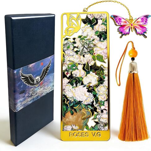 Novel Rose Alloy Inspirational Bookmark with Butterfly Pendant and Premium Tassel in Gift Box, Elegant Bookmarks for Women Men Kids Book Lovers, Best Gift for Men Women Kids Dad Mom Friends in Saudi Arabia