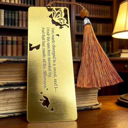 Novel Rose Alloy Inspirational Bookmark with Butterfly Pendant and Premium Tassel in Gift Box, Elegant Bookmarks for Women Men Kids Book Lovers, Best Gift for Men Women Kids Dad Mom Friends in Saudi Arabia