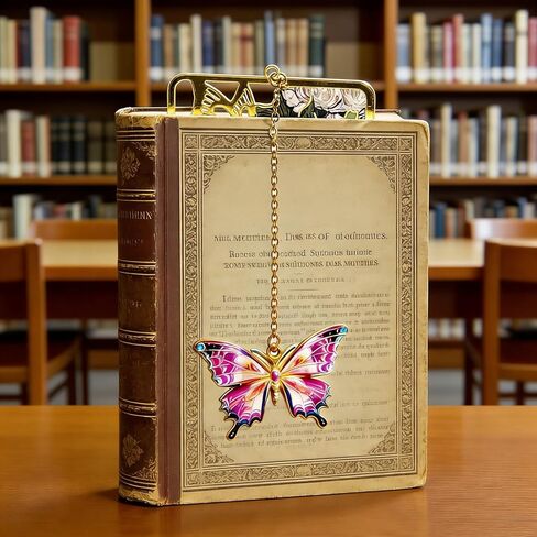 Novel Rose Alloy Inspirational Bookmark with Butterfly Pendant and Premium Tassel in Gift Box, Elegant Bookmarks for Women Men Kids Book Lovers, Best Gift for Men Women Kids Dad Mom Friends in Saudi Arabia