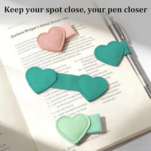 2Pcs Magnetic Leather Heart Bookmarks with Pen Holder, Cute Book Markers Clip with Gift Box, Reading Accessories for Book Lovers Women Teachers Students, Teal in Saudi Arabia