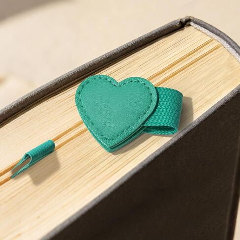 2Pcs Magnetic Leather Heart Bookmarks with Pen Holder, Cute Book Markers Clip with Gift Box, Reading Accessories for Book Lovers Women Teachers Students, Teal in Saudi Arabia