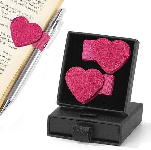 2Pcs Magnetic Leather Heart Bookmarks with Pen Holder, Cute Book Markers Clip with Gift Box, Reading Accessories for Book Lovers Women Teachers Students, Teal in Saudi Arabia