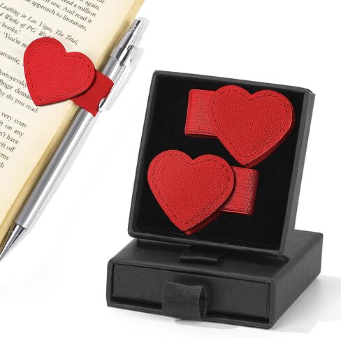2Pcs Magnetic Leather Heart Bookmarks with Pen Holder, Cute Book Markers Clip with Gift Box, Reading Accessories for Book Lovers Women Teachers Students, Teal in Saudi Arabia