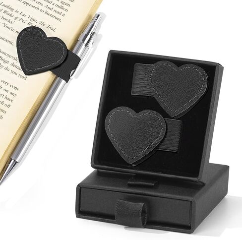 2Pcs Magnetic Leather Heart Bookmarks with Pen Holder, Cute Book Markers Clip with Gift Box, Reading Accessories for Book Lovers Women Teachers Students, Teal in Saudi Arabia