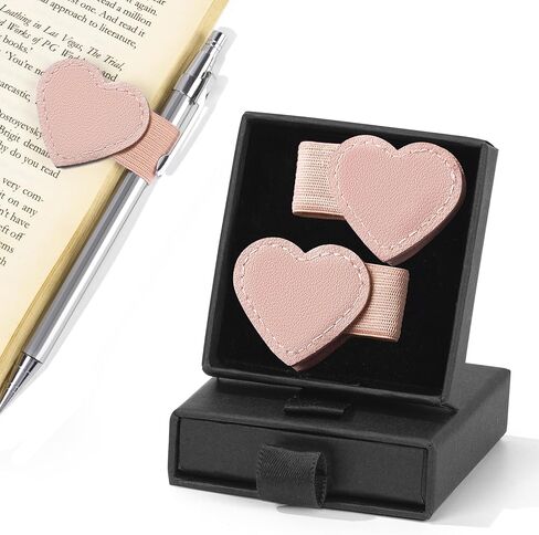 2Pcs Magnetic Leather Heart Bookmarks with Pen Holder, Cute Book Markers Clip with Gift Box, Reading Accessories for Book Lovers Women Teachers Students, Teal in Saudi Arabia