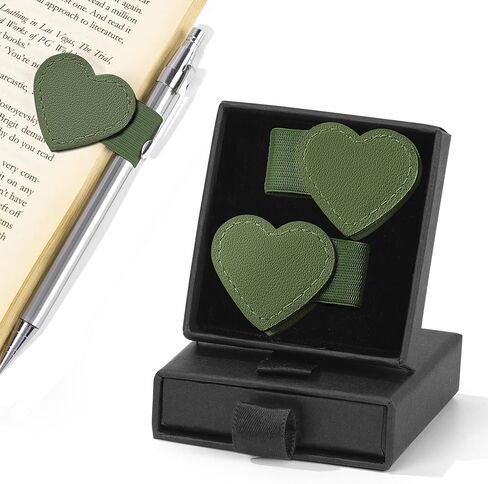 2Pcs Magnetic Leather Heart Bookmarks with Pen Holder, Cute Book Markers Clip with Gift Box, Reading Accessories for Book Lovers Women Teachers Students, Teal in Saudi Arabia