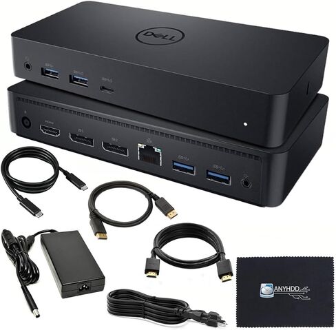 Dell D6000 Universal Dock Bundle with 130W Power Adapter – USB-C, HDMI, Dual DisplayPort with HDMI Cable + Display Port Cable + USB-C Cable + Microfiber Cloth Included (Renewed) in Saudi Arabia