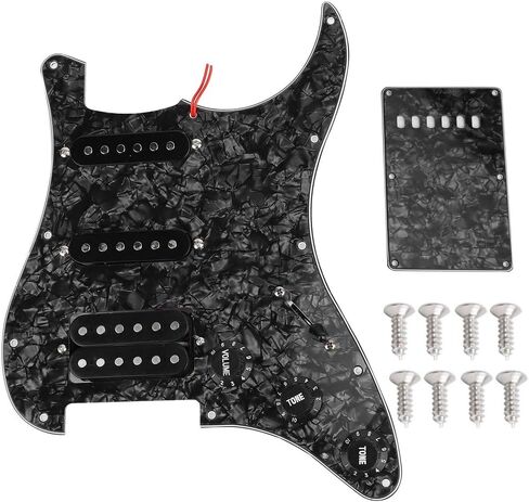 11 Holes Prewired Loaded Pickguard,Electric Guitar SSH Humbuckers Pickguard for Electric Guitar (Black Pearl) in Kuwait