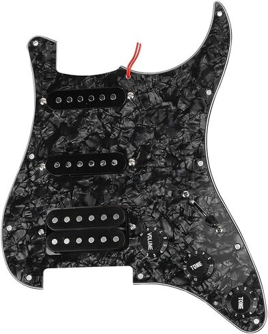 11 Holes Prewired Loaded Pickguard,Electric Guitar SSH Humbuckers Pickguard for Electric Guitar (Black Pearl) in Kuwait
