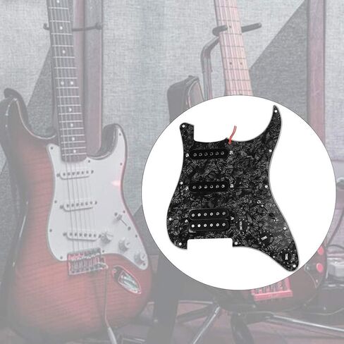 11 Holes Prewired Loaded Pickguard,Electric Guitar SSH Humbuckers Pickguard for Electric Guitar (Black Pearl) in Kuwait