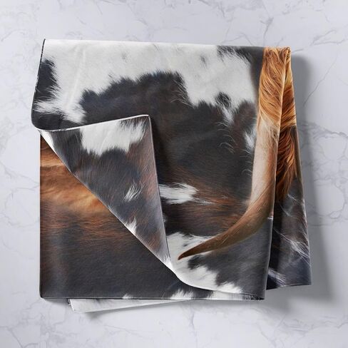 Highland Cattle Tapestry Cow Fur Wall Hanging for Kids Teens Boys Girls Room Decor, Farmhouse Animals Cowhide Wall Blanket Tapestries Black White Brown Rustic Wall Art Hanging, Small 51.2 x 59.1 Inches in Kuwait