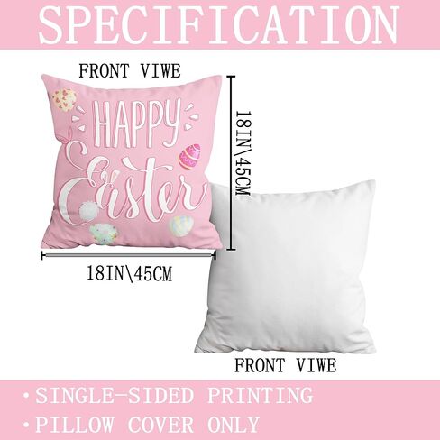 Hexagram Easter Pillow Covers 18x18 Set of 4, Easter Decorations for Sofa, Indoor, Outdoor, Decorative Blue Pink Buffalo Plaid Bunny Pillow Cover Spring Decor for Home in Kuwait