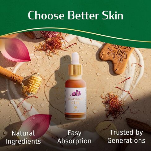 Kerala Ayurveda Kumkumadi Face Oil for Glowing & Radiant Skin - 1 Fl Oz | Manjishtha and Saffron Rich | Skin Rejuvenating Serum | Facial Moisturizer for Radiant Glow in Kuwait