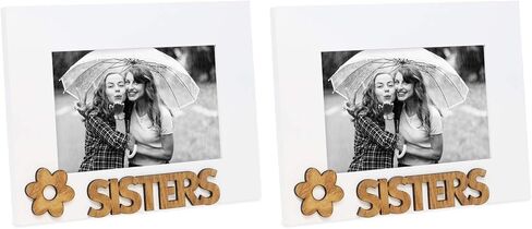 Isaac Jacobs White Wood Sentiments “Sisters" Picture Frame, 4x6 inch, Photo Gift for Family, Display on Tabletop, Desk in Saudi Arabia