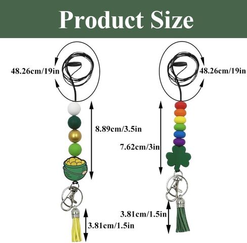 St Patricks Day Teacher Lanyard with Cute Leprechaun Beads, St Patricks Day Lanyard Breakaway Clasp for ID Badges, Fit for School and Classroom Use in Kuwait