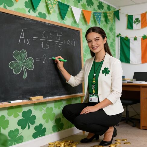 St Patricks Day Teacher Lanyard with Cute Leprechaun Beads, St Patricks Day Lanyard Breakaway Clasp for ID Badges, Fit for School and Classroom Use in Kuwait