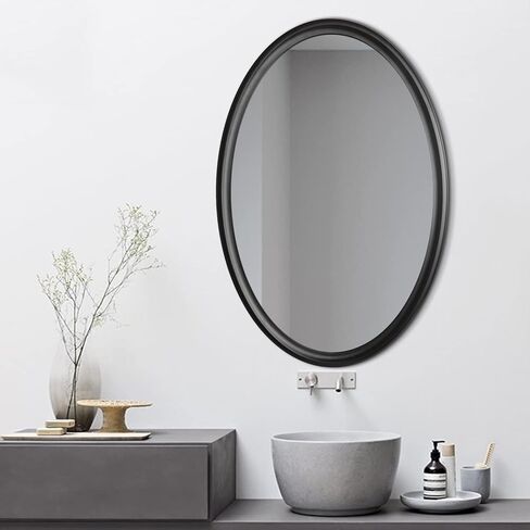 Oval Wall Mirror (36X24) Decorative Bathroom Mirror Vanity Mirror for Entryway Living Room with Safety Backing (Black) in Saudi Arabia
