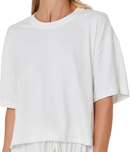 BUMPSUIT Crop Top for Women - Short Sleeve T-Shirts, Round Neck Cloud Cropped Athletic Gym Casual Blouse | Soft Yoga Boxy Tee in Kuwait