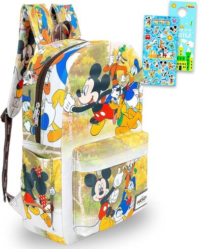 Disney Mickey and Friends Backpack for Women - Bundle with 17" Backpack with Adjustable Shoulder Straps Plus Stickers for Teens, Girls, Kids | Mickey Mouse Bag for Women in Saudi Arabia