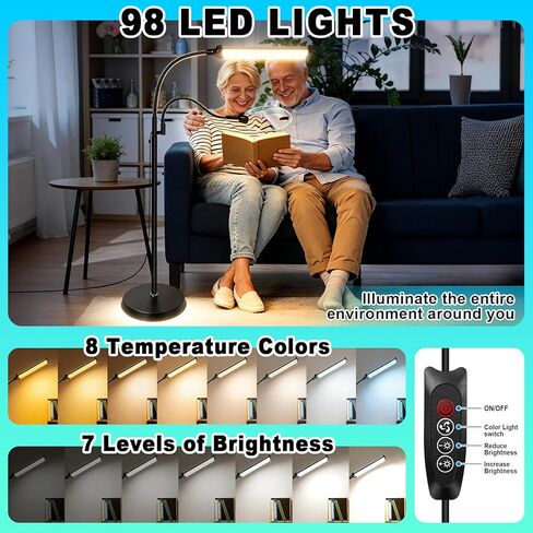 10X 30X Floor Magnifying Glass with Light and Stand, 98 LED Adjustable Floor Lamp Magnifying, 2 in 1 Lighted Magnifiers for Close Work Sewing,Crafts,Hobbies, Reading (5.12in) in Kuwait