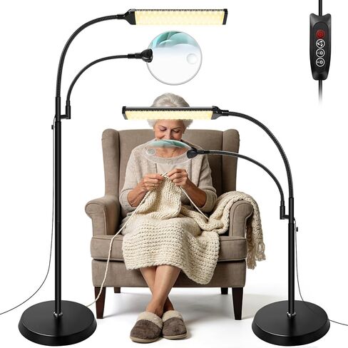 10X 30X Floor Magnifying Glass with Light and Stand, 98 LED Adjustable Floor Lamp Magnifying, 2 in 1 Lighted Magnifiers for Close Work Sewing,Crafts,Hobbies, Reading (5.12in) in Saudi Arabia