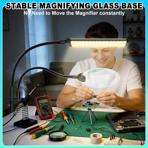 10X 30X Floor Magnifying Glass with Light and Stand, 98 LED Adjustable Floor Lamp Magnifying, 2 in 1 Lighted Magnifiers for Close Work Sewing,Crafts,Hobbies, Reading (5.12in) in Kuwait