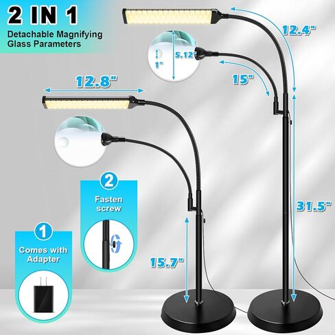 10X 30X Floor Magnifying Glass with Light and Stand, 98 LED Adjustable Floor Lamp Magnifying, 2 in 1 Lighted Magnifiers for Close Work Sewing,Crafts,Hobbies, Reading (5.12in) in Kuwait