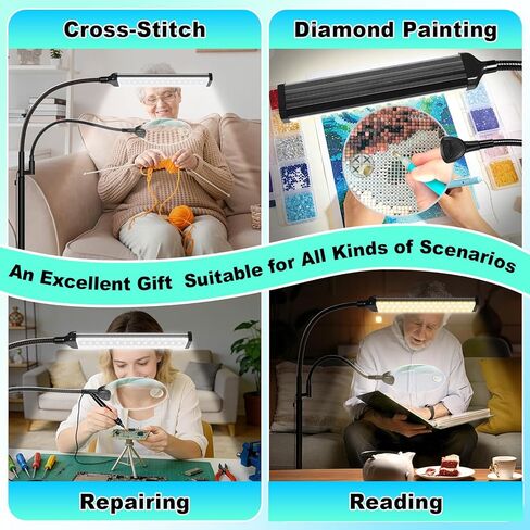 10X 30X Floor Magnifying Glass with Light and Stand, 98 LED Adjustable Floor Lamp Magnifying, 2 in 1 Lighted Magnifiers for Close Work Sewing,Crafts,Hobbies, Reading (5.12in) in Kuwait