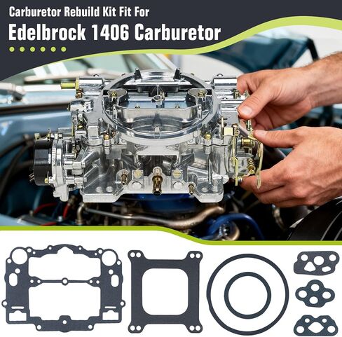 Carburetor Rebuild Kit Compatible for Edelbrock 1406 Rebuild Kit,Compatible for Edelbrock 1405 1407 1408 1409 1410 1411 With Bowl Cover Gasket in Saudi Arabia