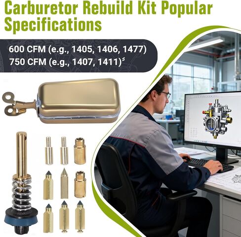 Carburetor Rebuild Kit Compatible for Edelbrock 1406 Rebuild Kit,Compatible for Edelbrock 1405 1407 1408 1409 1410 1411 With Bowl Cover Gasket in Saudi Arabia