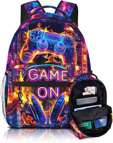 حقيبة ظهر للألعاب نيون للمدرسة بنين بنات باللونين الأحمر والأزرق، حقائب ظهر خفيفة الوزن مقاومة للماء للمدرسة والسفر والتنزه سيرًا على الأقدام وحقائب ظهر للأولاد من سن 6-8،8-10،8-12،10-12 سنة in Kuwait