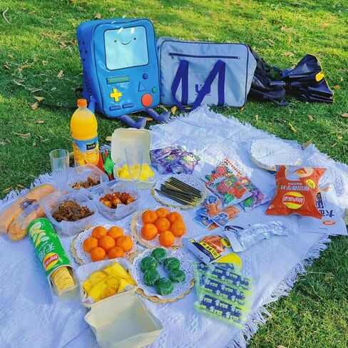 BeeMore Cartoon Robot Travel Laptop حقيبة ظهر لطيفة باللون الأزرق PU Robot Animal Finn Jake Adventure Trip حقيبة ظهر مقاومة للماء حقيبة كمبيوتر جامعية هدية للرجال والنساء تناسب دفتر الملاحظات مقاس 15.6 بوصة in Kuwait