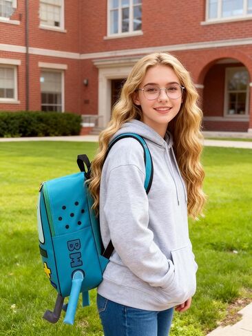 BeeMore Cartoon Robot Travel Laptop حقيبة ظهر لطيفة باللون الأزرق PU Robot Animal Finn Jake Adventure Trip حقيبة ظهر مقاومة للماء حقيبة كمبيوتر جامعية هدية للرجال والنساء تناسب دفتر الملاحظات مقاس 15.6 بوصة in Kuwait