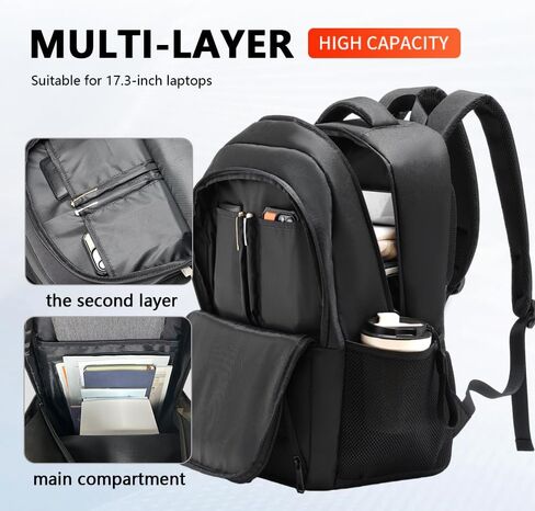 Travel Laptop Backpack, 40L Water-Resistant & Durable Business Backpack, Airline-Approved for Carry-On, Fits 17.3-inch Laptops, Suitable for School & Daily Commute in Saudi Arabia