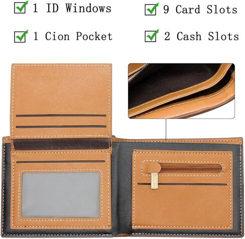 محافظ مخصصة للرجال، محفظة صور مخصصة محفورة، محفظة جلدية ثلاثية الطي (أسود) in Kuwait