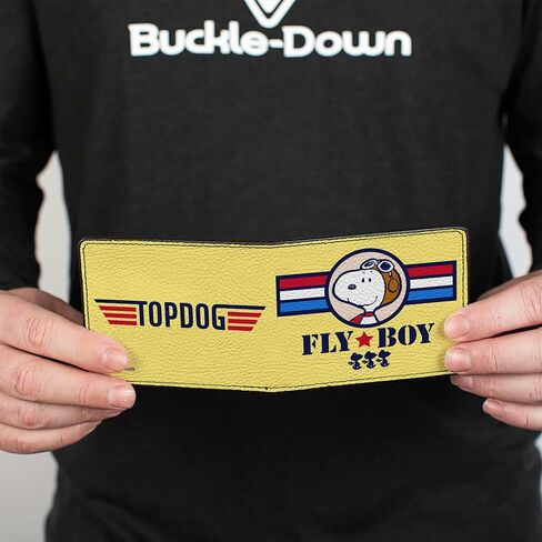 Buckle-Down Peanuts Worldwide LLC Wallet, Bifold, Peanuts Snoopy Fly Boy top Dog Flying Ace Yellow Blue Red, Vegan Leather in Saudi Arabia