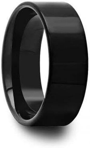 8 mm Mens Black Tungsten Carbide Rings Wedding Bands Pipe Cut Polished in Kuwait