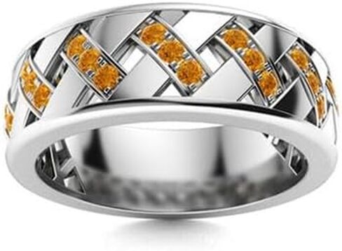 Jewels by Parijaat 0.50 Cttw Round Cut Created Gemstone Criss Cross Wedding Engagement Men's Ring In 14K White Gold Over 925 Sterling Silver with Lovely Gift Box in Saudi Arabia